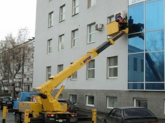 фото установка кондиционера с автовышки